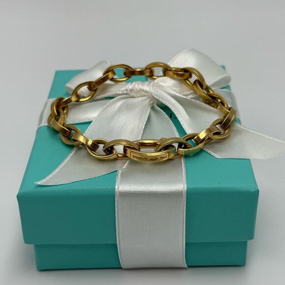 Tiffany & Co. Link Chain Bracelet in 18k Gold 750 Italy Vintage W/Pouch & Box - Picture 6 of 12